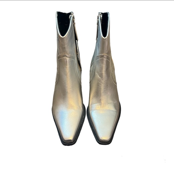 *New With Tag* Metallic Leather Western Cowboy Ankle Boots - Picture 3 of 5